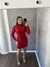 Vestido Canelado Manga Longa Golinha Alta Marina Vermelho SKU 5206