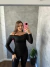 BLUSA MANGA LONGA OMBRO A OMBRO CANELADO PRETO SKU 5499 - comprar online
