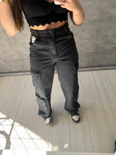 Calça Wide Cargo 4 Bolsos Cinza Escuro SKU 5925 - comprar online