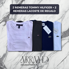 2 REMERAS TOMMY + 2 REMERAS LACOSTE DE REGALO