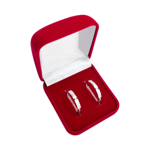 Par de Alianças Prata 925 Friso Diamantado 3MM - comprar online