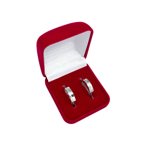 Par de Alianças Prata 925 Friso Diamantado 4MM - comprar online