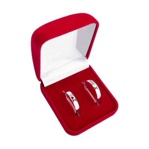 Par de Alianças Prata 925 Coração Vazado - comprar online