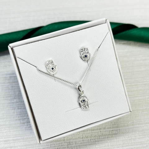 Conjunto Prata 925 Mão de Fátima - comprar online