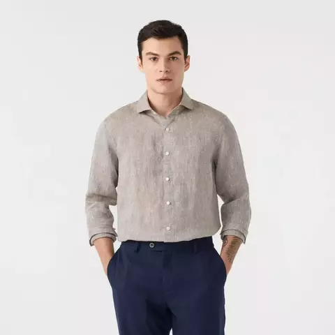 Camisa Roma Linho Khaki ML oficina Reserva