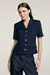 Blazer Manga Curta Brigitte - Azul Navy/Preto NV