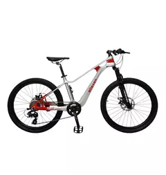 BICICLETA MTB ELLEVEN ARO 24 MAGNÉSIO 1X8 CINZA / VERMELHO CEREJA - comprar online