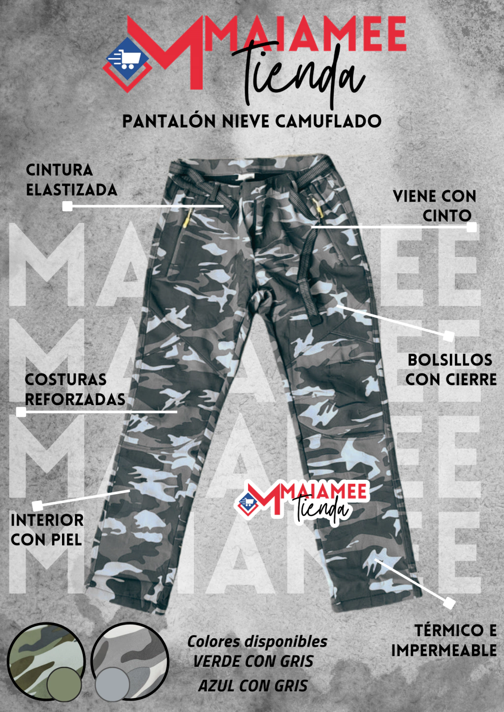 PANTALON PARA NIEVE TERMICO CAMUFLADO