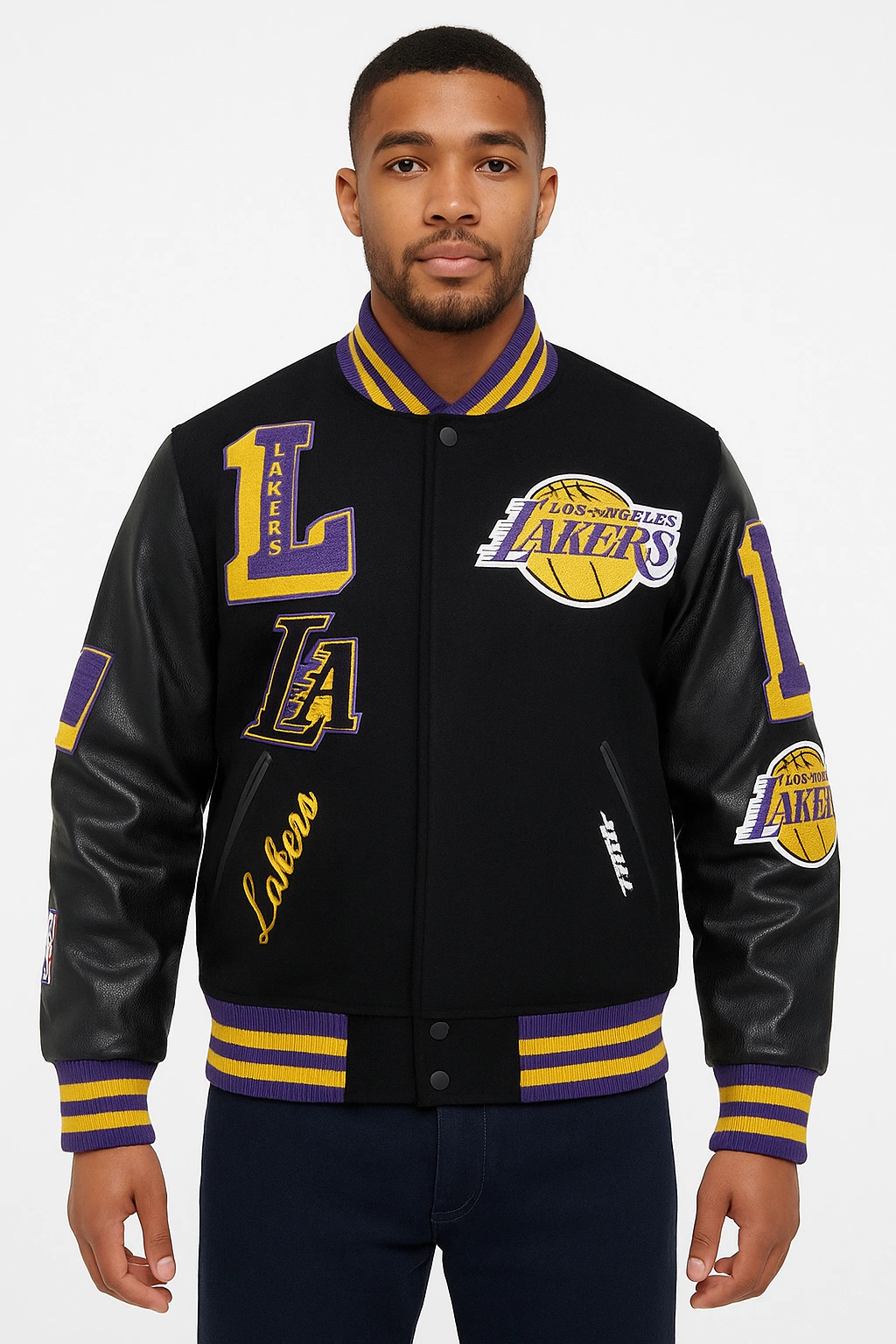 CAMPERA UNIVERSITARIA LAKERS NEGRO