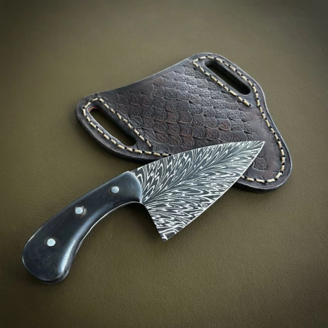 Faca Coureira Desenho Pluma Damasco - comprar online