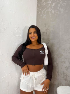 CROPPED ADIDAS ZIPER - Saint Pink - Moda Feminina