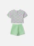 CONJUNTO ANIMÊ BLUSA E SHORTS LISTRAS VERDE E LILAS N5205 - loja online
