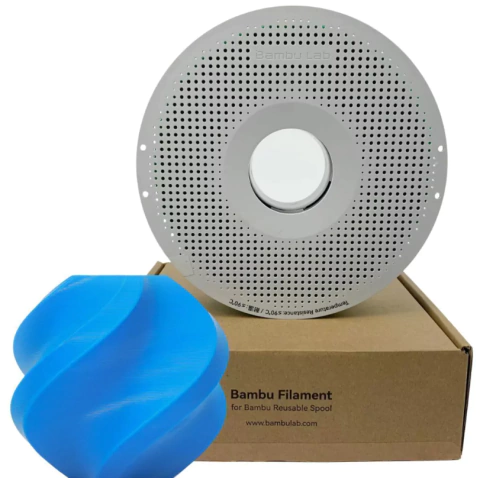 FILAMENTO PLA AZUL CIANO C/ CARRETEL REUTILIZAVEL 1KG 1.75MM BAMBULAB