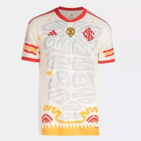 Camisa Internacional 2023/24 Consciência Negra - Torcedor Masculina - Bege e Vermelha - comprar online