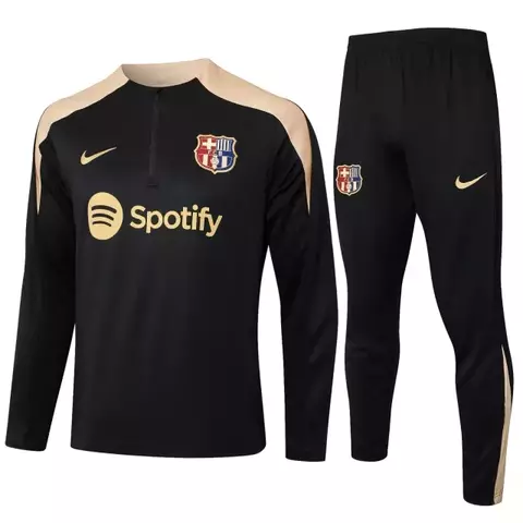 Conjunto Blusão Barcelona 2024/25 - Treino Masculina - Preto e Dourado - comprar online