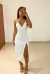 Vestido mídi decote V em crepe de alfaiataria Branco - comprar online