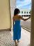 Imagem do Vestido mídi decote V azul oceano