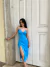 Vestido mídi decote V azul oceano - bysa