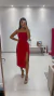 Vestido mídi tecido de alfaitaria Vermelho - comprar online