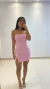 Vestido curto decote Reto rosa na internet