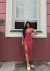 Vestido mídi decote v floral minimalista - comprar online