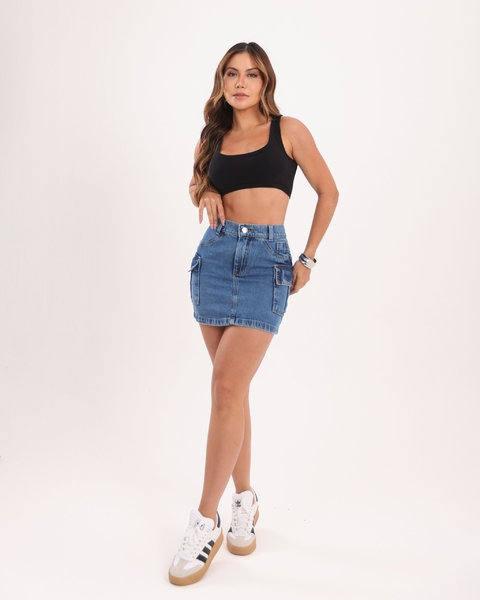 Saia Cargo Jeans Feminina - comprar online