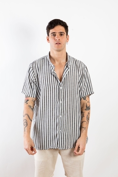 CAMISA MANGA CORTA RAYADA LINO - comprar online