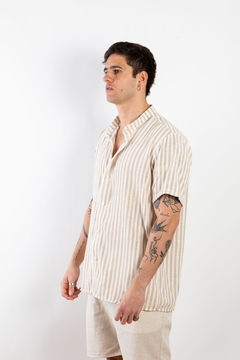 CAMISA MANGA CORTA RAYADA LINO - tienda online