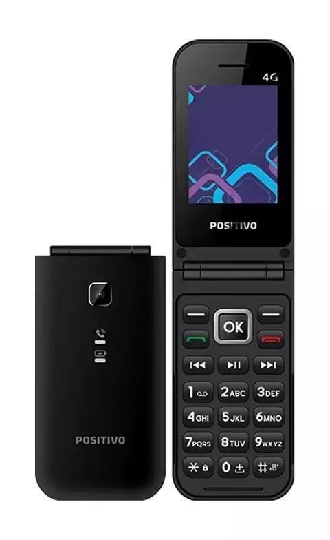 Celular idoso positivo Flip p51 4G tela 2.4 com função modem e botão S.O.S