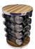 Torre De Porta Condimento Inox 16 Potes Base Giratorio
