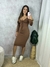Vestido Midi com Amarração Frontal e Manga Longa