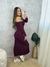 Vestido Midi Canelado com Manga Longa e Abertura Lateral - comprar online