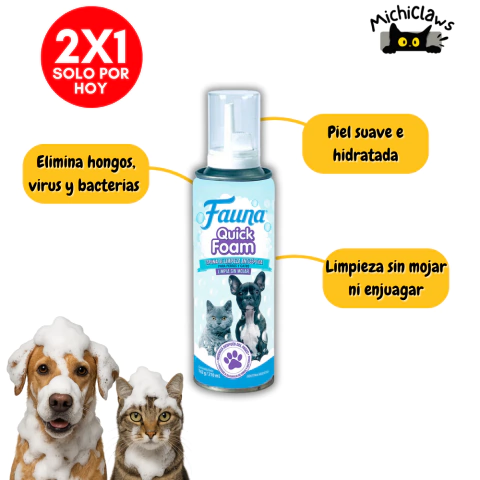 2x1 Espuma de Limpieza en Seco - Perros y Gatos - comprar online
