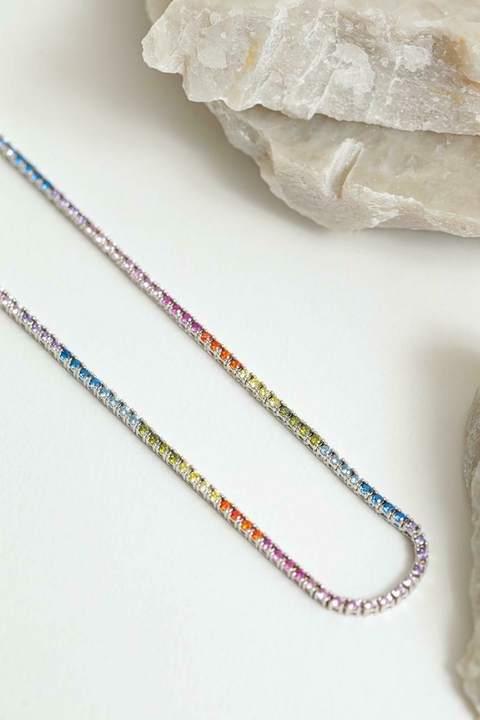 Colar Riviera Rainbow 40cm Prata925