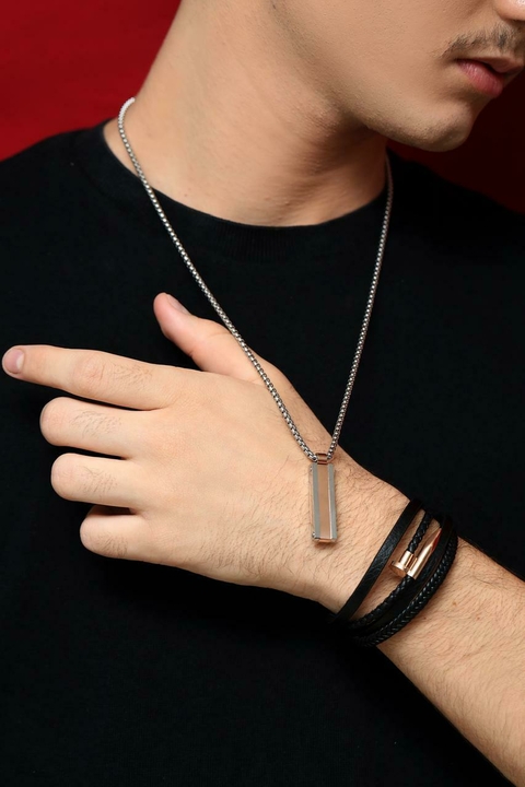 Colar Masculino Plaquinha Rosé