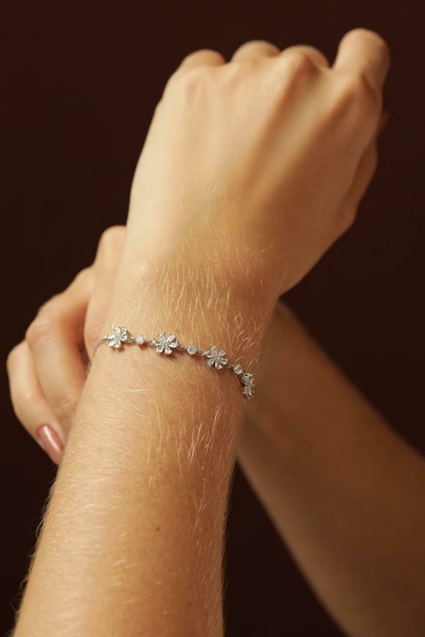 Pulseira Flores Prata925