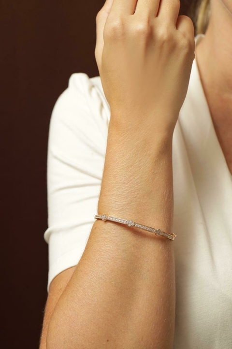 Bracelete Trevo Pavê