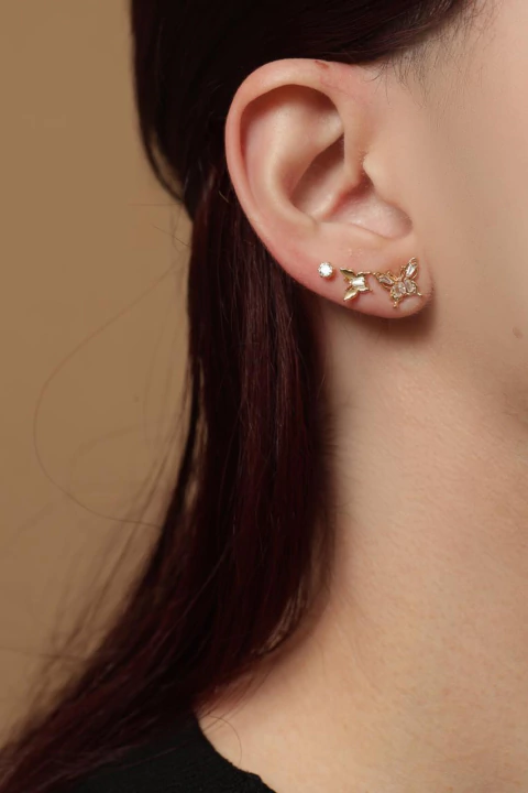 Brinco Trio Borboletas com Ponto de Luz