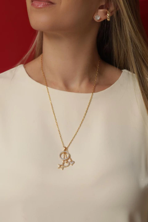 Colar Aro Pavê + Pingentes - comprar online