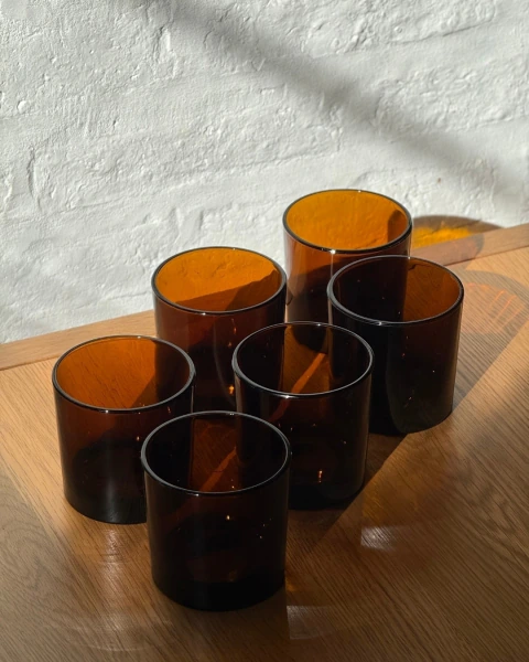Vasos de vidrio ambar x 6