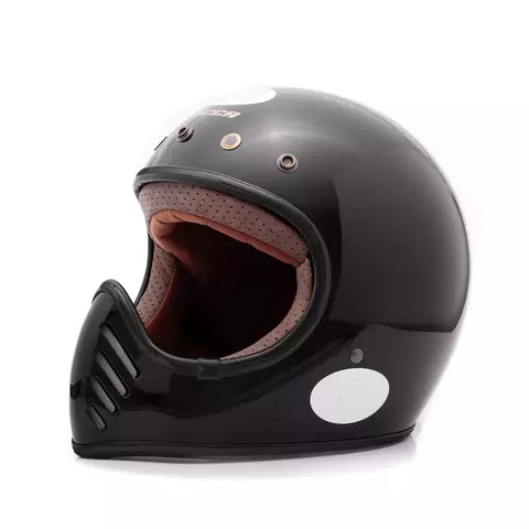 Capacete Custom Lucca Magno X Matt Black c/ Óculos Retro Goggles - comprar online