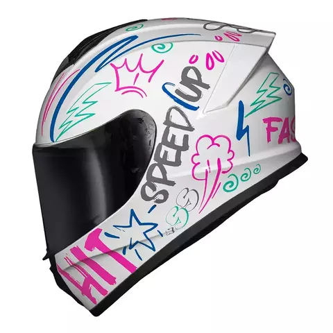 Capacete Race Tech Hit Faster Branco/Roxo (Spoiler integrado) - comprar online