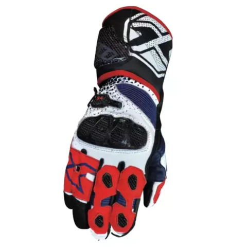 Luva X11 Racing Carbon Cano Longo Preto/Branco/Vermelho (Couro) - comprar online