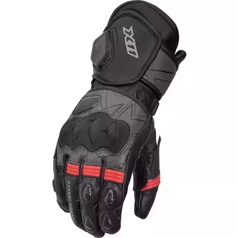 Luva X11 Racer 2 Cano Longo Preto/Cinza/Vermelho (Couro) - comprar online