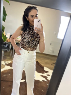 Blusa Denise regata onça em tule - comprar online