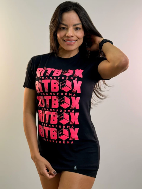 CAMISETA FEMININA PRETA RITBOX TRANSFORMA - comprar online