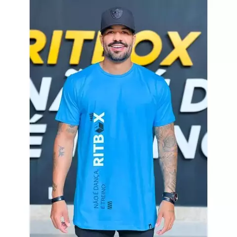 CAMISETA MASCULINA AZUL RITBOX NÃO É DANÇA É TREINO