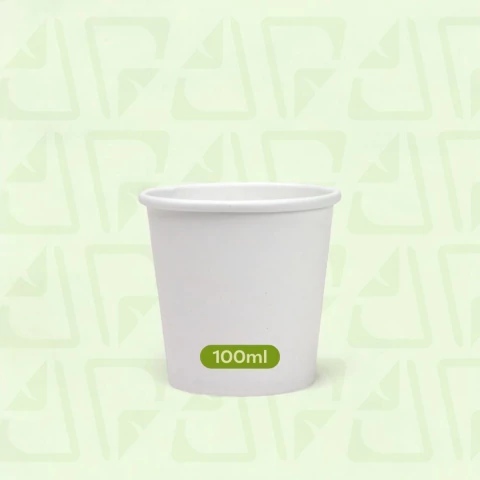 Copo de papel branco liso com capacidade de 100ml