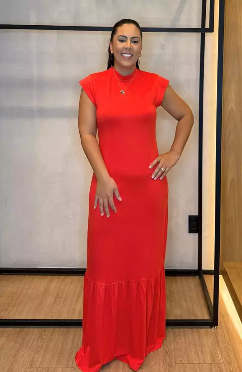 Vestido Moletinho Gramatura 300 Modelagem Justa - Vermelho Confiança - comprar online