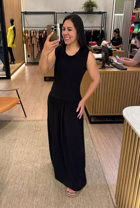 Vestido Fluido Visco Slim Modal Preto - comprar online